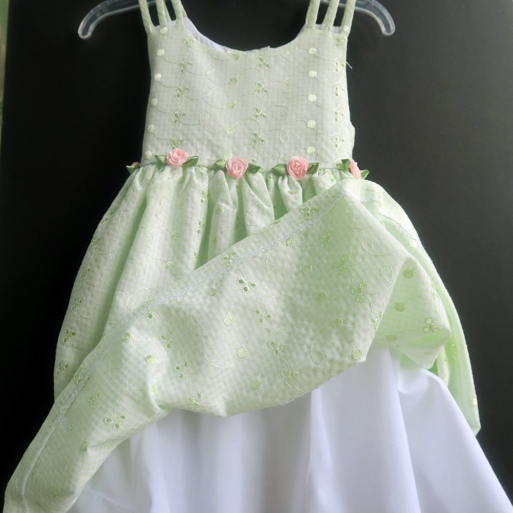 Bonnie Jean girls dress 3T sleeveless light green fabric with floral embroidery - Picture 5 of 6